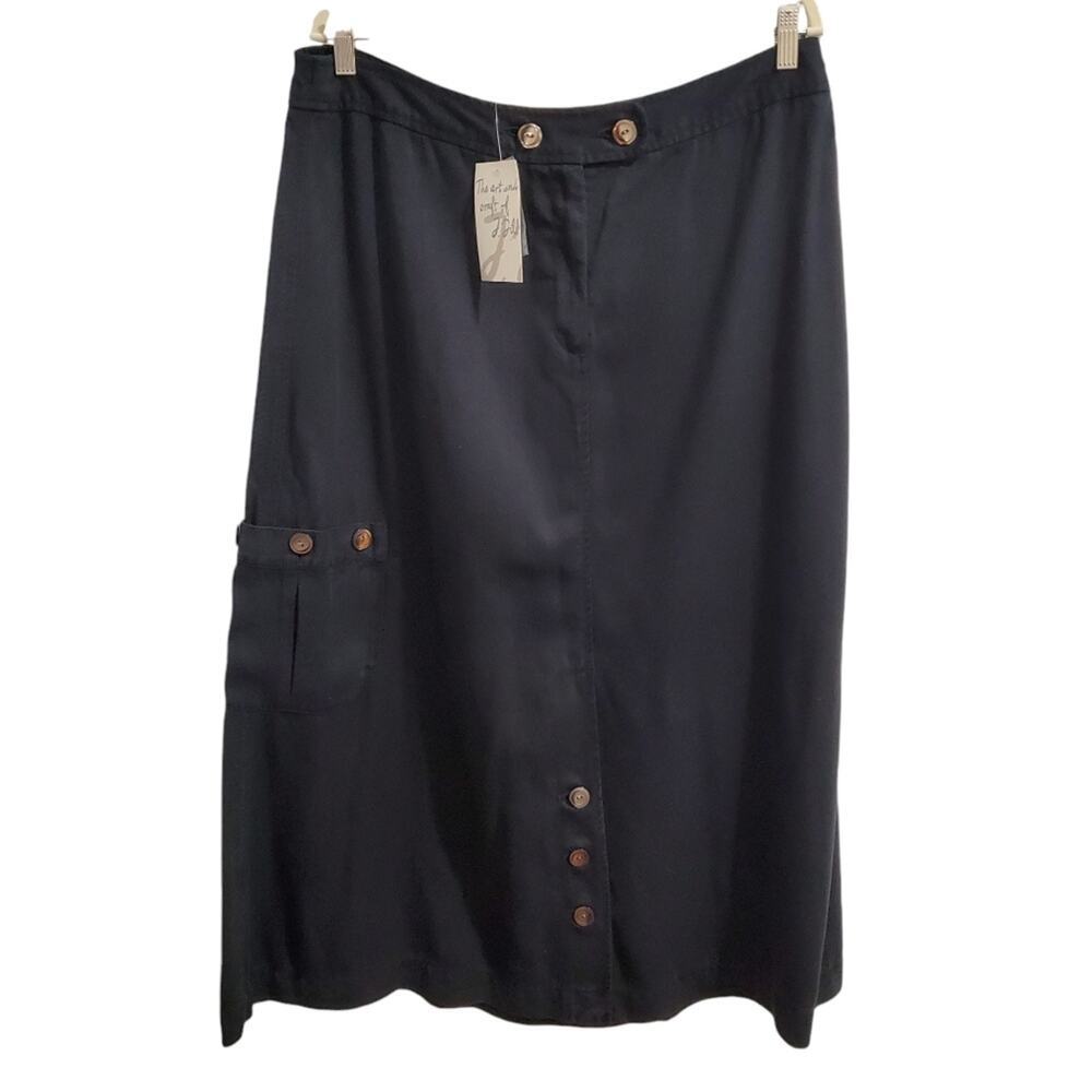 NEW J.Jill Tencel Lyocell A-line Maxi Skirt Black 14W minimalist quiet luxury